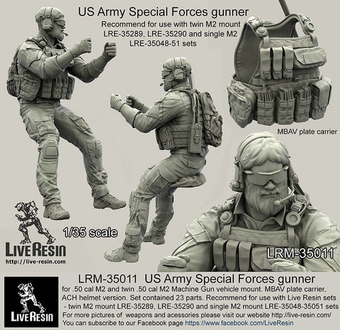 ライブレジン LRM-35011 1/35 現用アメリカ陸軍 スペシャルフォースガンナー ヘルメット無し