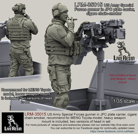 ライブレジン LRM-35015 1/35 現用アメリカ陸軍 スペシャルフォースガンナー JPCプレート モンモデル・トヨタ
