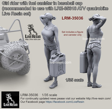 ライブレジン LRM-35036 1/35 女性ライダー オイルタンク持ち 野球帽バージョン