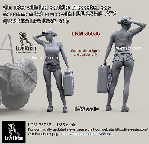 ライブレジン LRM-35036 1/35 女性ライダー オイルタンク持ち 野球帽バージョン