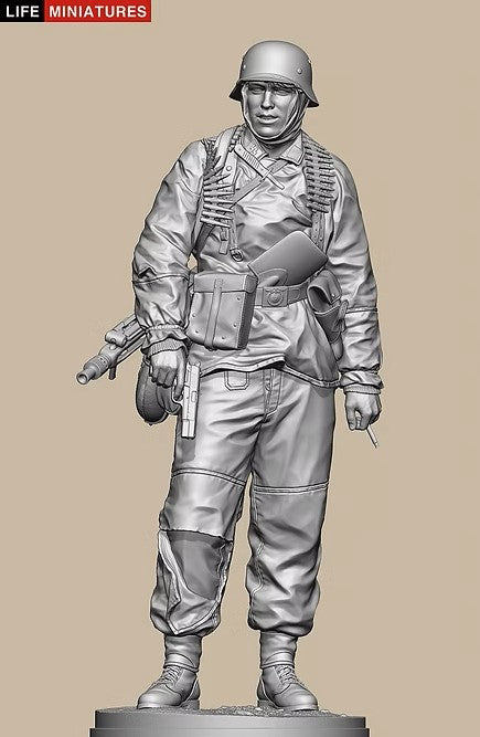 ライフミニチュア LM-16009 1/16 WWII ドイツ ポトー迎撃戦 ハンセン戦闘団のMG42機銃手 バルジの戦い1944