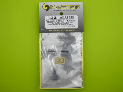 マスター AM-32-105 1/32 フォッカー E.II/E.III (初期型) の機関銃 シュパンダウLMG 08用給弾ベルト付シュートカバー(ウィングナットウィング用)
