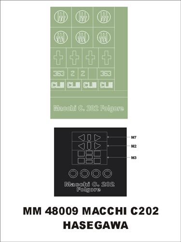 モンテックス MM48009 1/48 マッキ C.202 フォルゴーレ(ハセガワ用)マスキングシート(キット付属デカールと置換)