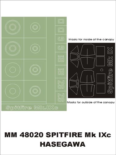 モンテックス MM48020 1/48 スピットファイア Mk.Ixc(ハセガワ用)マスキングシート(キット付属デカールと置換)