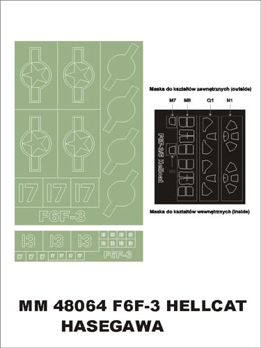 モンテックス MM48064 1/48 F6F-3 ヘルキャット “USS エセックス” (ハセガワ用)マスキングシート(キット付属デカールと置換)