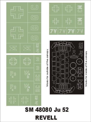 モンテックス MM48080 1/48 Ju-52(レベル用)マスキングシート(キット付属デカールと置換)