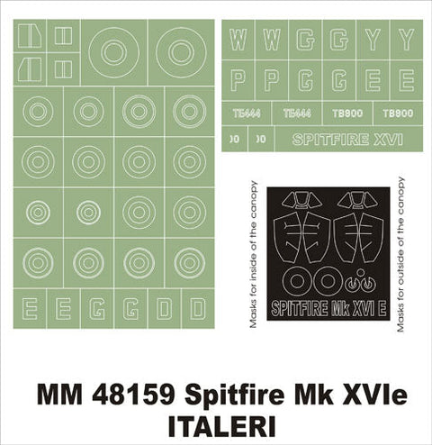 モンテックス MM48159 1/48 スピットファイア MkXVIe (イタレリ用)マスキングシート(キット付属デカールと置換)