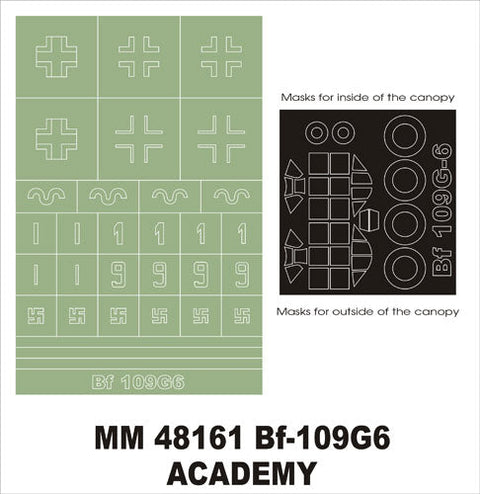 モンテックス MM48161 1/48 BF-109G6(アカデミー用)マスキングシート(キット付属デカールと置換)