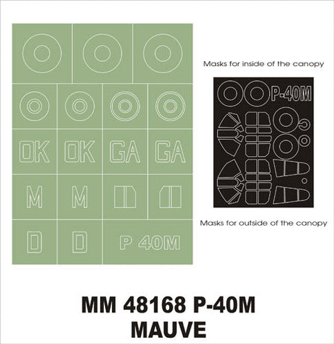 モンテックス MM48168 1/48 P-40M(Mauve用)マスキングシート(キット付属デカールと置換)