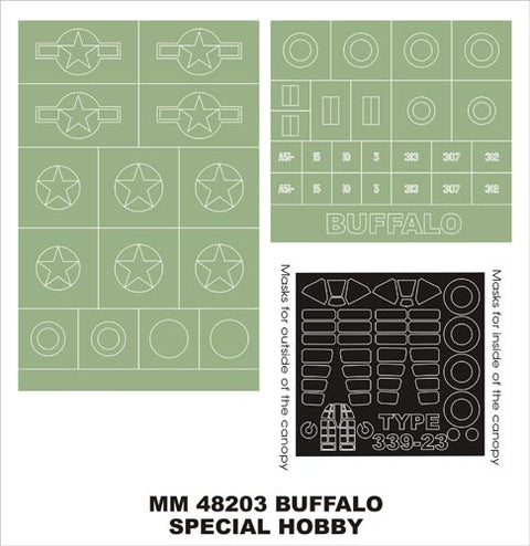 モンテックス MM48203 1/48 バッファロー(スペシャルホビー用)マスキングシート(キット付属デカールと置換)