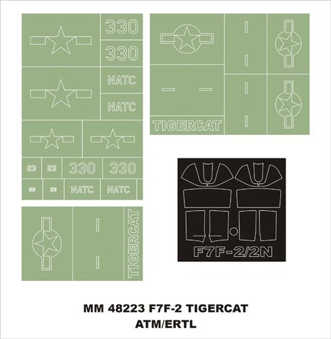 モンテックス MM48223 1/48 F7F-2 タイガーキャット(AMT用)マスキングシート(キット付属デカールと置換)