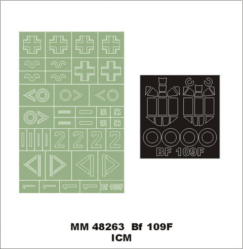 モンテックス MM48263 1/48 Bf 109F(ICM用)マスキングシート(キット付属デカールと置換)