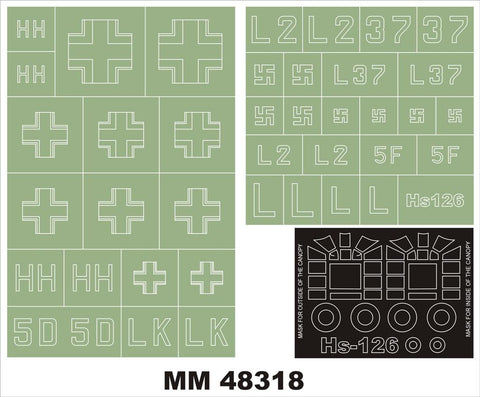 モンテックス MM48318 1/48 ヘンシェル 126(ICM用)マスキングシート(キット付属デカールと置換)