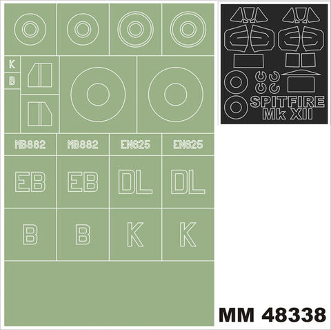 モンテックス MM48338 1/48 スピットファイア MkXII(エアフィックス用)マスキングシート(キット付属デカールと置換)