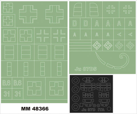 モンテックス MM48366 1/48 ユンカース Ju 87D-5(イタレリ用)マスキングシート(キット付属デカールと置換)