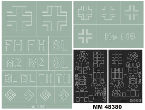 モンテックス MM48380 1/48 ハインケル He115( スペシャルホビー用)マスキングシート(キット付属デカールと置換)