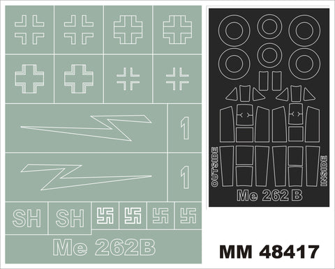 モンテックス MM48417 1/48 Me-262B-1a(ホビーボス用)マスキングシート(キット付属デカールと置換)