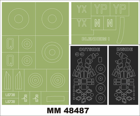 モンテックス MM48487 1/48 ブレニム I(エアフィックス用)マスキングシート(キット付属デカールと置換)