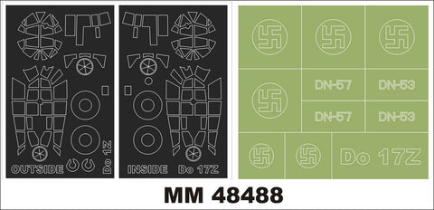 モンテックス MM48488 1/48 Do-17Z(ICM用)マスキングシート(キット付属デカールと置換)