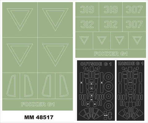 モンテックス MM48517 1/48 フォッカー G-1(ミクロミール用)マスキングシート(キット付属デカールと置換)