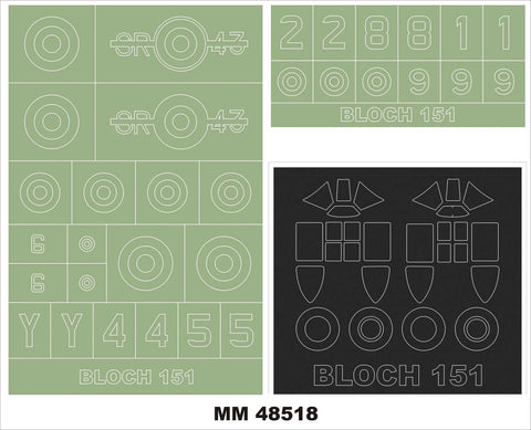 モンテックス MM48518 1/48 ブロッホ 151(ドラウィングス用)マスキングシート(キット付属デカールと置換)