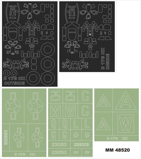 モンテックス MM48520 1/48 B-17G(HKモデル用)マスキングシート(キット付属デカールと置換)