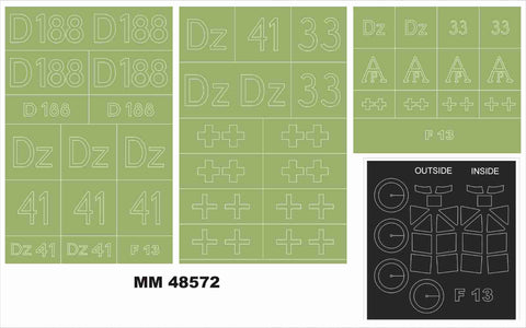 モンテックス MM48572 1/48 ユンカース F-13(ミニアート用)マスキングシート(キット付属デカールと置換)