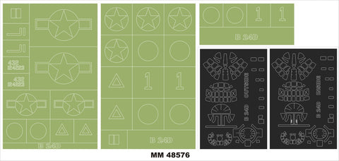 モンテックス MM48576 1/48 B-24D リベレーター(ホビーボス用)マスキングシート(キット付属デカールと置換)