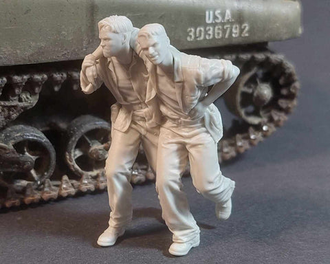パンツァーアート FI35-208 1/35 WWIIアメリカ 海兵隊 負傷戦車兵 2体セット