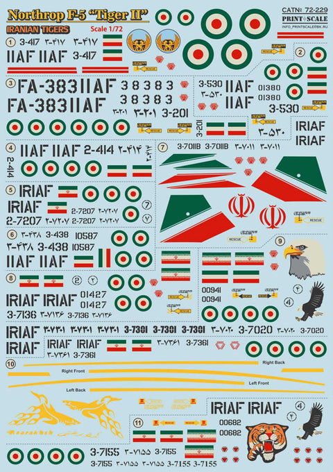 プリントスケール 72-229 1/72 イラン空軍 ノースロップ F-5 "タイガーII"