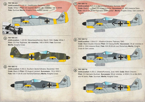 プリントスケール 72-230 1/72 フォッケウルフ 190 A-3, A-4, A-5, A-6, F & 偵察機