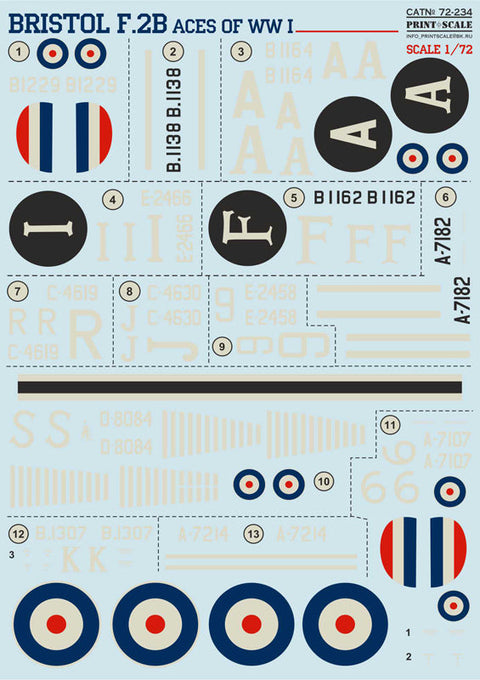 プリントスケール 72-234 1/72 ブリストルF.2B WWI エース