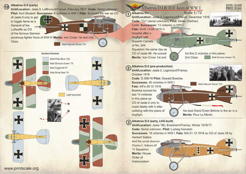 プリントスケール 72-235 1/72 アルバトロス D.I&D.II エース
