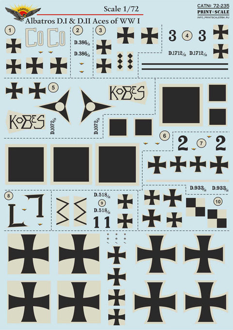プリントスケール 72-235 1/72 アルバトロス D.I&D.II エース