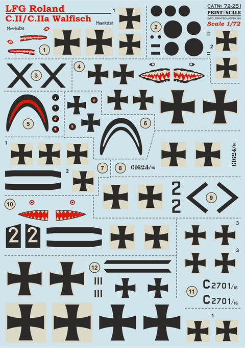 プリントスケール 72-251 1/72 LFG ローランド C.II ウォルフィッシュ