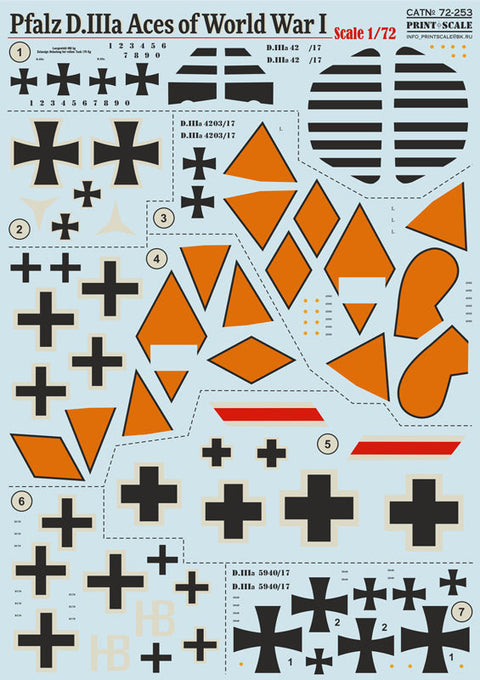 プリントスケール 72-253 1/72 ファルツ D.III エース WWI