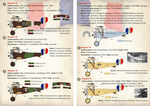プリントスケール 72-257 1/72 フランス空軍 ニューポール 10,11,16 エース WWI