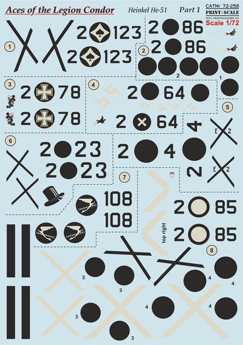 プリントスケール 72-258 1/72 コンドル軍団のエース He-51 Part 1