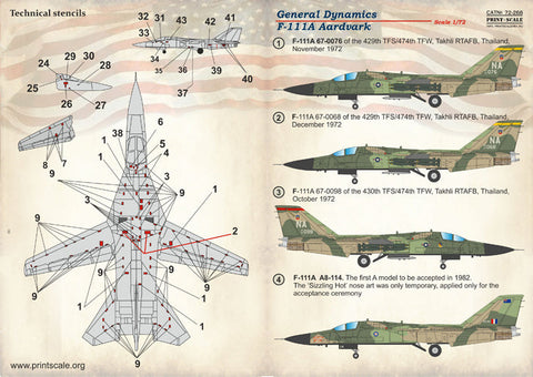 プリントスケール 72-268 1/72 F-111A アードバーク