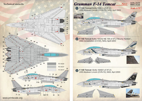 プリントスケール 72-272 1/72 グラマン F-14 トムキャット Part 1 コンプリートセット