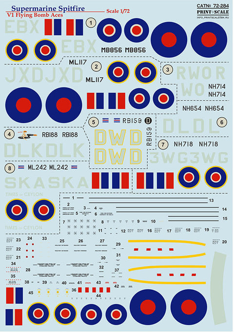 プリントスケール 72-284 1/72 スピットファイア 飛行爆弾 エース