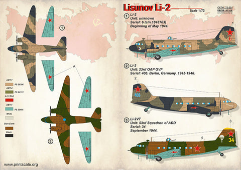 プリントスケール 72-291 1/72 リスノフ Li-2 コンプリートセット