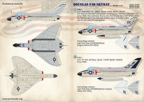 プリントスケール 72-297 1/72 ダグラス F4DF-6 スカイレイ コンプリートセット