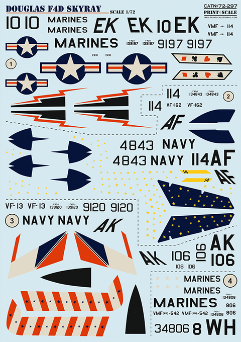 プリントスケール 72-297 1/72 ダグラス F4DF-6 スカイレイ コンプリートセット