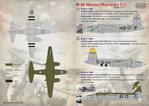 プリントスケール 72-321 1/72 マーチン マローダー B-26F/G コンプリートセット