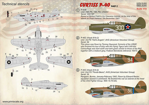 プリントスケール 72-323 1/72 カーチス P-40 C/CU Part2