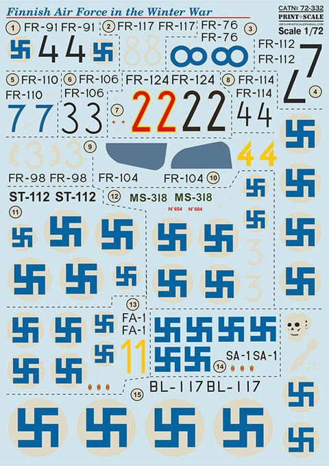 プリントスケール 72-332 1/72 フィンランド空軍 冬戦争