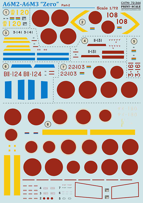 プリントスケール 72-344 1/72 三菱A6M2/A6M3 零式艦上戦闘機 二一/二二型 Part 2