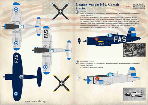プリントスケール 72-351 1/72 F4U コルセア サルバドール コンプリートセット
