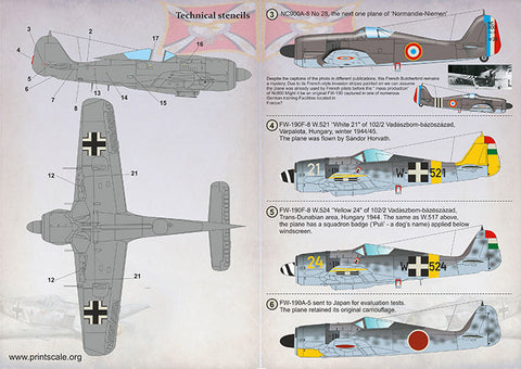 プリントスケール 72-393 1/72 フォッケウルフ Fw190 海外使用機 Part 1